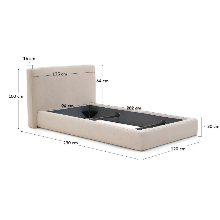 Кровать Blok бежевая со съемными чехлами под матрас 90 х 200 см