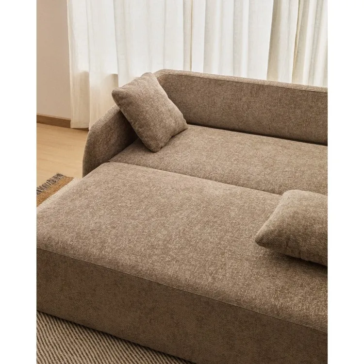 Трехместный диван-кровать Laira из бежевой синели, 218 см