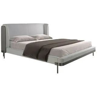 Кровать 7156/GC2123 серая ткань/экокожа 180 x 200 см