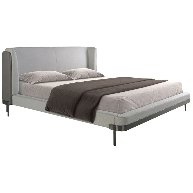 Кровать 7156/GC2123 серая ткань/экокожа 180 x 200 см