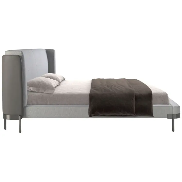 Кровать 7156/GC2123 серая ткань/экокожа 180 x 200 см