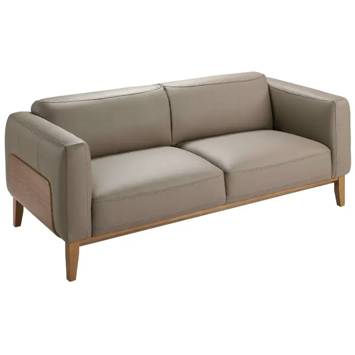 Диван 5353-3P /6029 3-х местный кожаный бежевый с каркасом из ореха