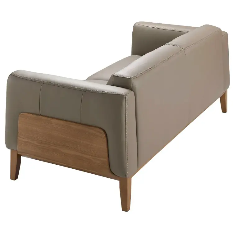 Диван 5353-3P /6029 3-х местный кожаный бежевый с каркасом из ореха