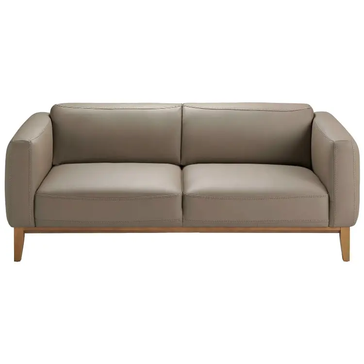 Диван 5353-3P /6029 3-х местный кожаный бежевый с каркасом из ореха