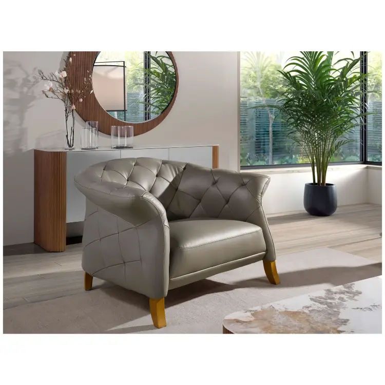 Кресло 5132/EX007-1P-T541029 серое кожаное