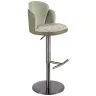 Поворотный барный стул 4233 из бело-зеленой ткани и оливковой экокожи