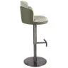Поворотный барный стул 4233 из бело-зеленой ткани и оливковой экокожи