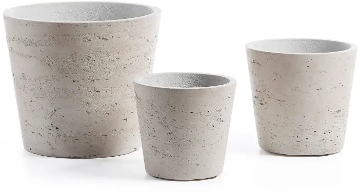 Набор из 3-х кашпо Lux цементно-серого цвета