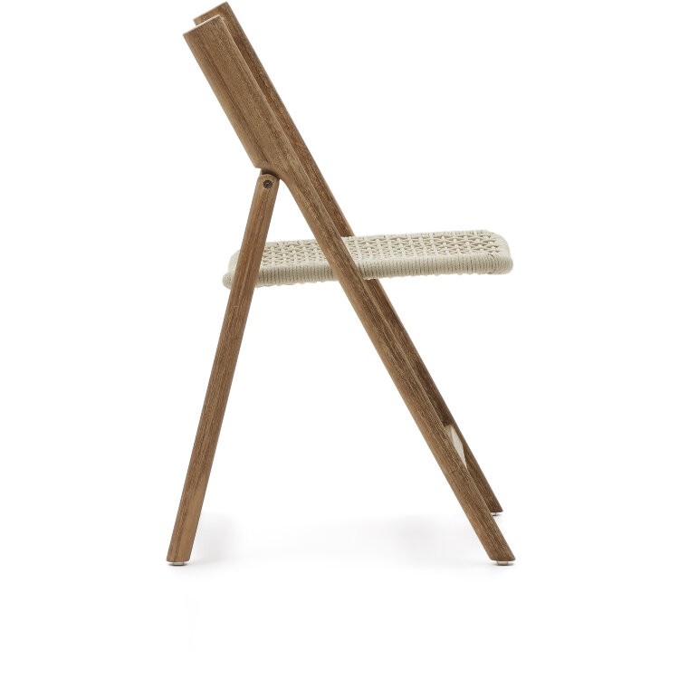 Складной стул Dandara из массива акации со стальной конструкцией и белым шнуром