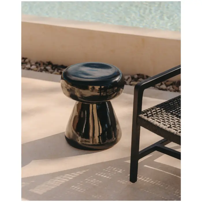 Manya Приставной столик из черной керамики Ø 38 см