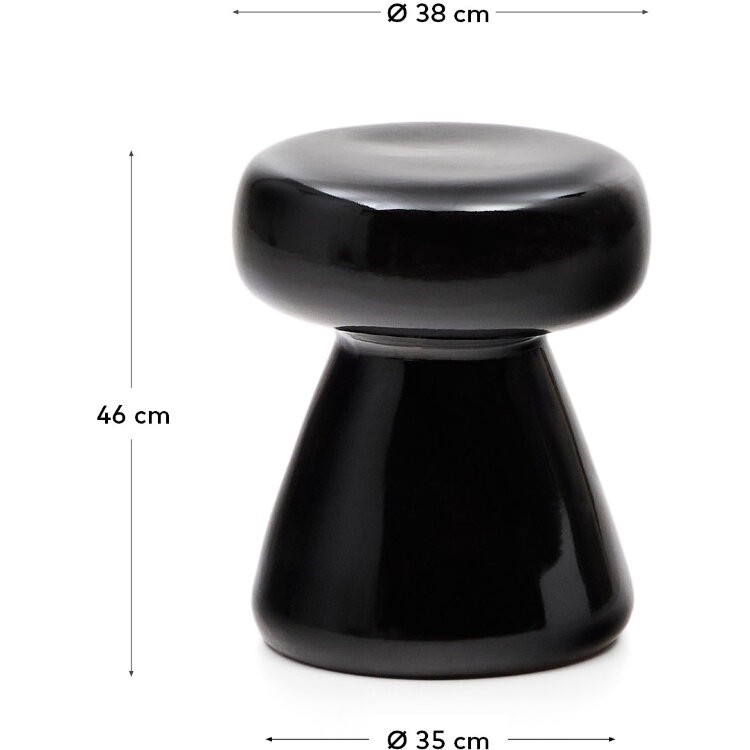 Manya Приставной столик из черной керамики Ø 38 см