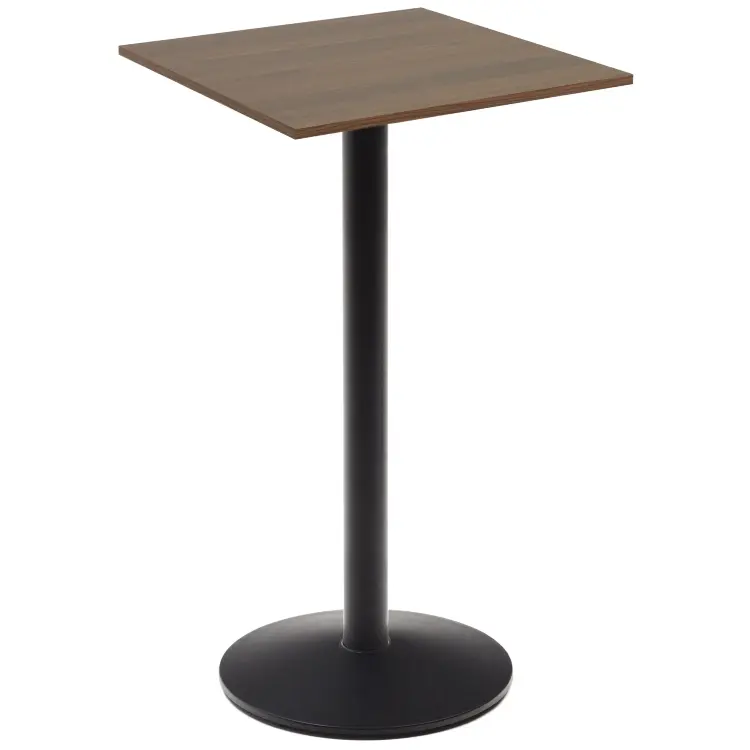 Высокий садовый столик Esilda ореховый на черном металлическом основании 60 x 60 x 96 см
