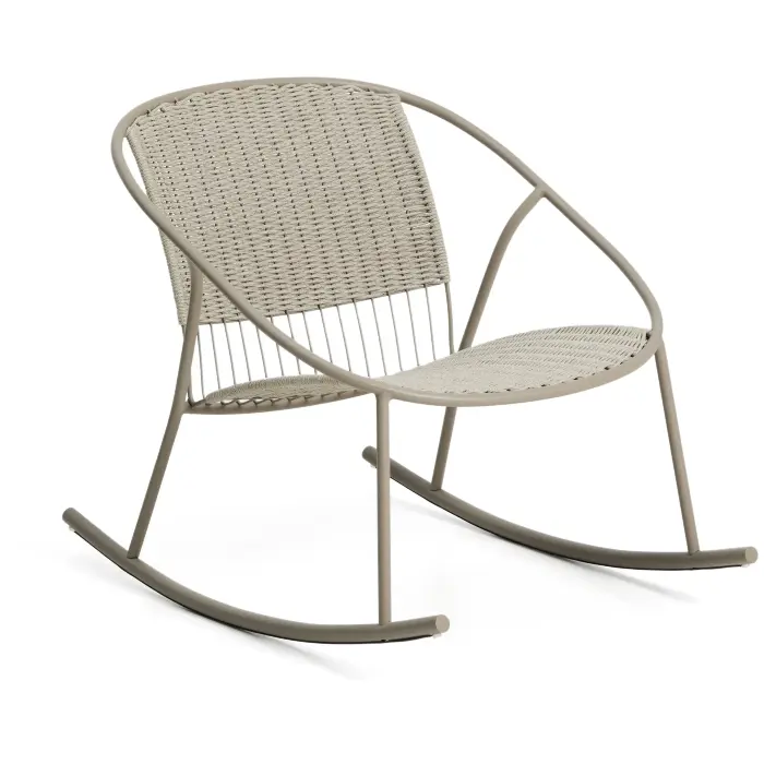Кресло-качалка уличное Atrani из стали и веревки бежевого цвета