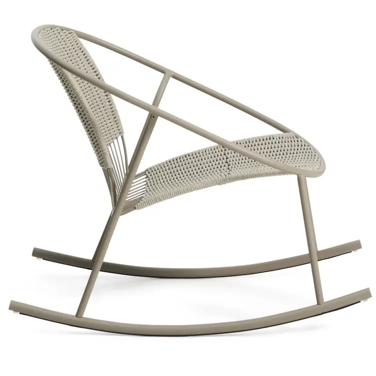 Кресло-качалка уличное Atrani из стали и веревки бежевого цвета