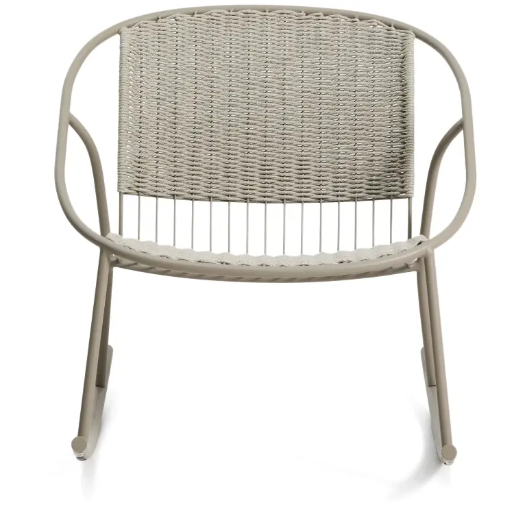 Кресло-качалка уличное Atrani из стали и веревки бежевого цвета