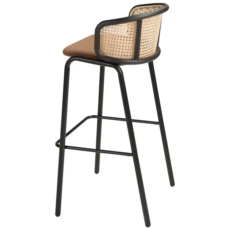 Барный стул 4128/BS-1698A из коричневого бархата и ротанга