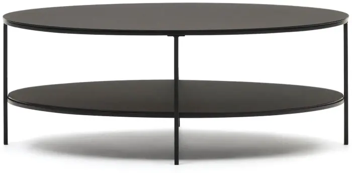 Fideia Кофейный столик из закаленного стекла и металла с матовой черной отделкой Ø 110 x 65 см