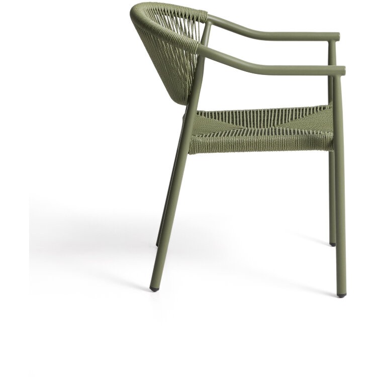Уличный стул Livadia из зеленого алюминия и веревки