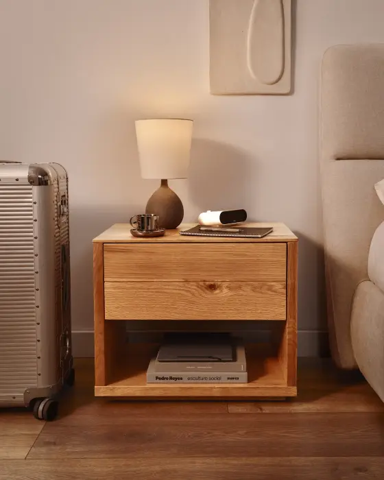 Alguema Прикроватная тумба из шпона дуба с натуральной отделкой 40 x 50 см