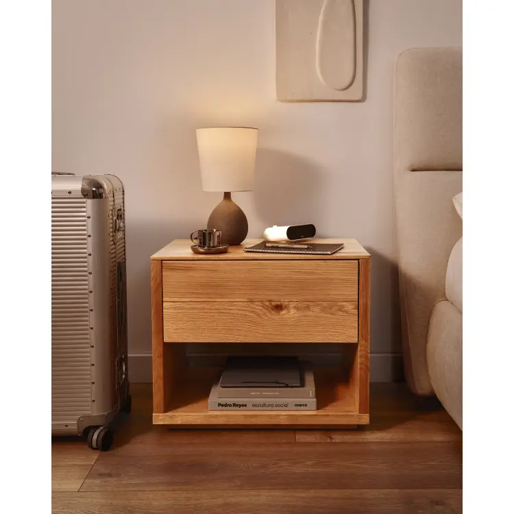 Alguema Прикроватная тумба из шпона дуба с натуральной отделкой 40 x 50 см