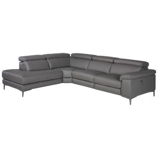 Угловой диван с реклайнером 5320-L-M9019 /6112 серый кожаный