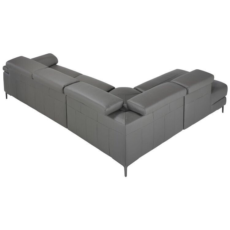 Угловой диван с реклайнером 5320-L-M9019 /6112 серый кожаный