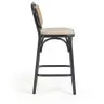 Барный стул Doriane из цельного вяза высотой 65 см с черным лаком и мягким сиденьем