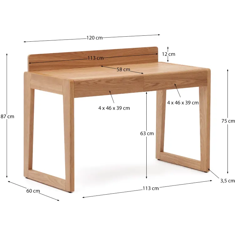Arandu Письменный стол из массива ясеня и дерева 120 x 60 см