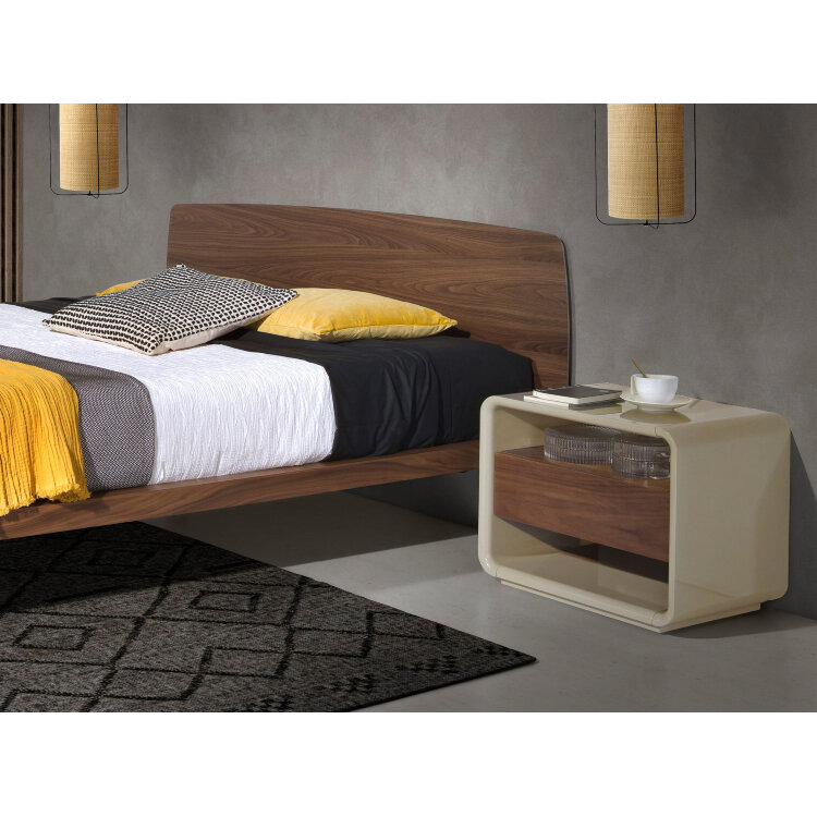 Прикроватная тумбочка 7134/MB2202NS из ореха и лакированного МДФ