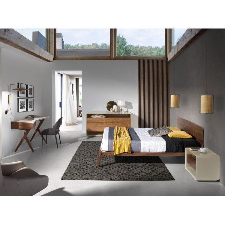 Прикроватная тумбочка 7134/MB2202NS из ореха и лакированного МДФ