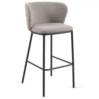 Барный стул Ciselia светло-серый из ткани букле и металла 102 см