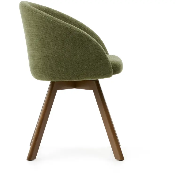 Marvin Поворотный стул из зеленой синели с ножками из ясеня