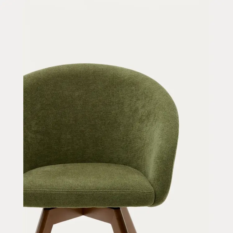 Marvin Поворотный стул из зеленой синели с ножками из ясеня