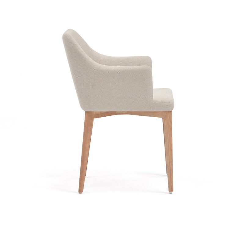 Стул Croft из бежевой синели с ножками из массива ясеня