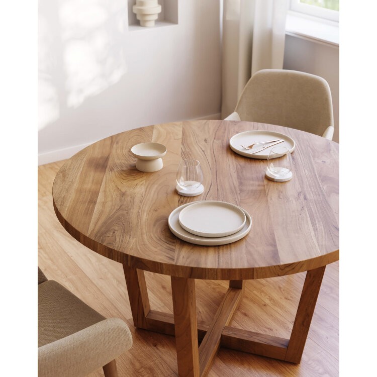 Круглый стол Nahla из массива акации с натуральной отделкой Ø 120 см