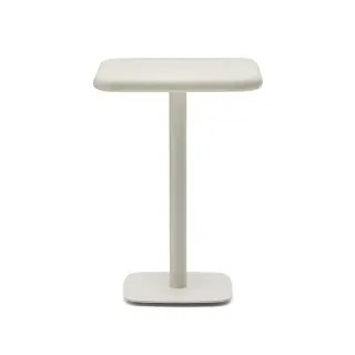 Уличный стол Dina высокий белый из цемента и стали со столешницей 70х70 см