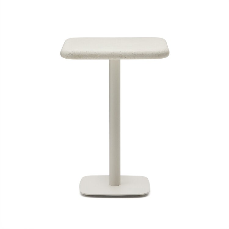 Уличный стол Dina высокий белый из цемента и стали со столешницей 70х70 см