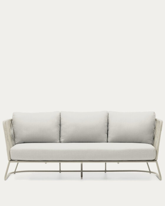 Уличный 3-местный диван Saconca из шнура и серой оцинкованной стали 189 см