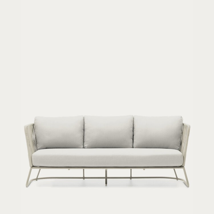 Уличный 3-местный диван Saconca из шнура и серой оцинкованной стали 189 см