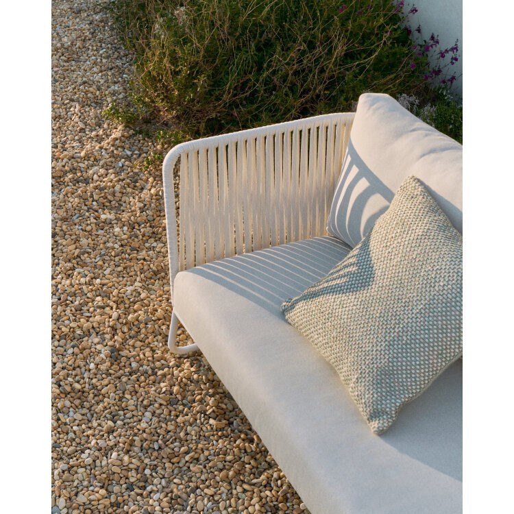 Уличный 3-местный диван Saconca из шнура и серой оцинкованной стали 189 см