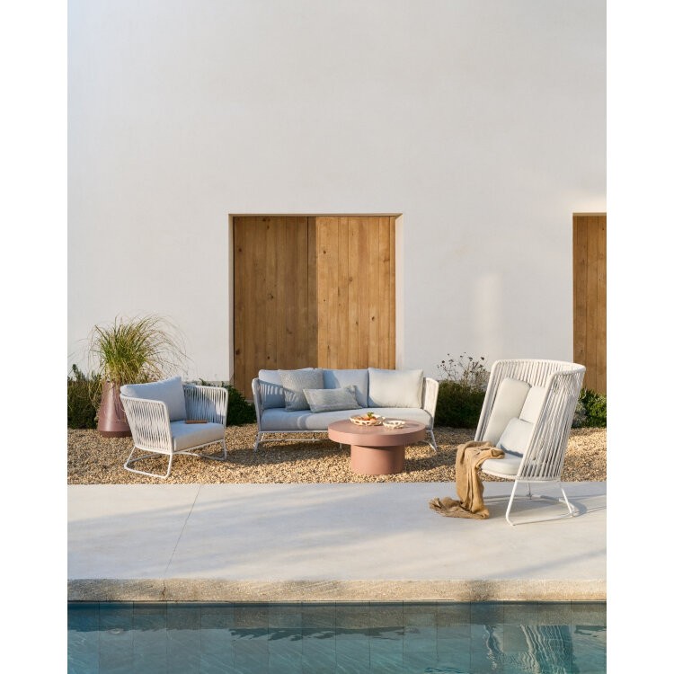 Уличный 3-местный диван Saconca из шнура и серой оцинкованной стали 189 см