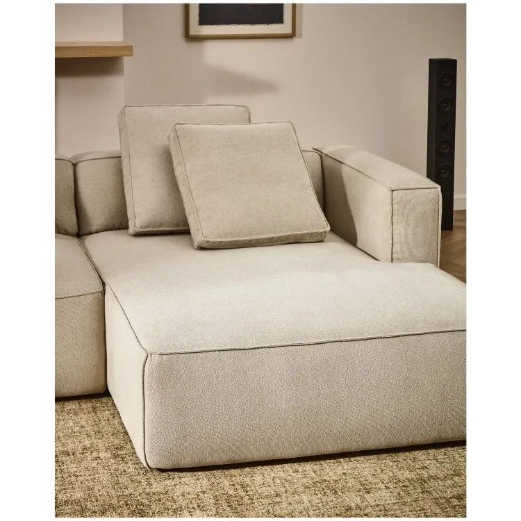 3-местный диван-кровать Marela бежевый шенилл с кушеткой справа 276 см