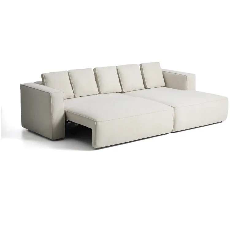 3-местный диван-кровать Marela бежевый шенилл с кушеткой справа 276 см