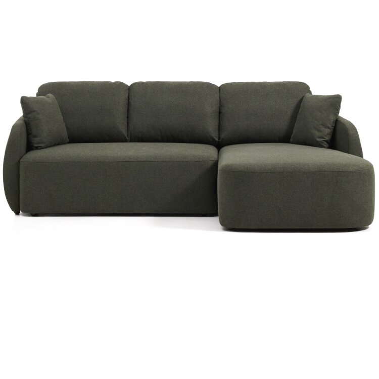 Трехместный диван-кровать Laira с правым шезлонгом из темно-зеленого шенилла 246  см