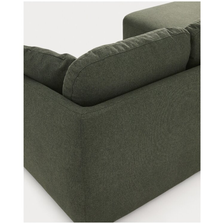 Трехместный диван-кровать Laira с правым шезлонгом из темно-зеленого шенилла 246  см