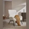 Belina Кресло из белой ткани букле и стали с черной отделкой