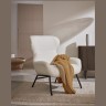 Belina Кресло из белой ткани букле и стали с черной отделкой