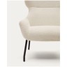 Belina Кресло из белой ткани букле и стали с черной отделкой