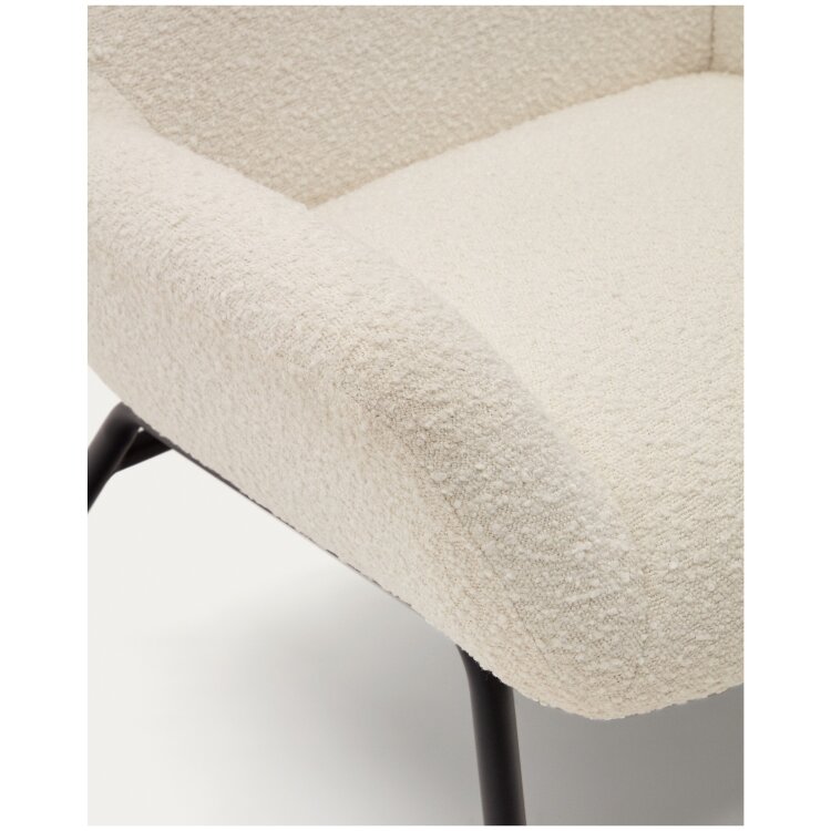 Belina Кресло из белой ткани букле и стали с черной отделкой