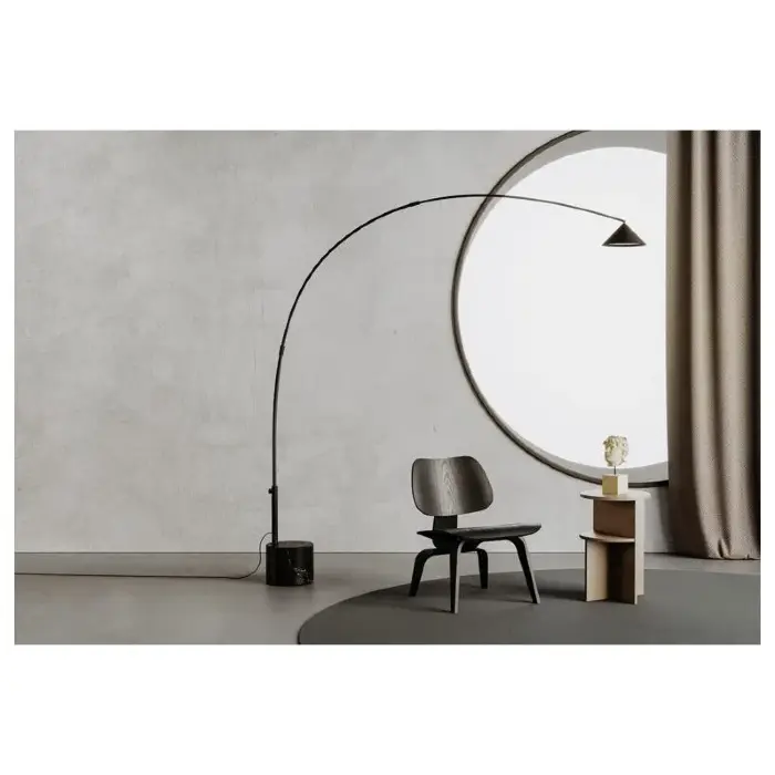 Торшер Hinoo черный / латунь / белый мрамор